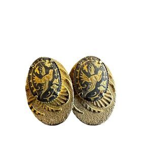 Vintage Japanese Bird Gold Clip On Earrings
